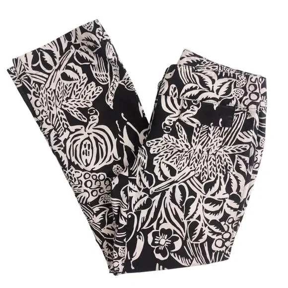 CAbi Serengeti Cropped Pants Brown White Tropical Print Sunset Keyna Style 351 - Picture 4 of 16